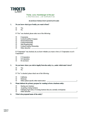 Business Formation Questionnaire