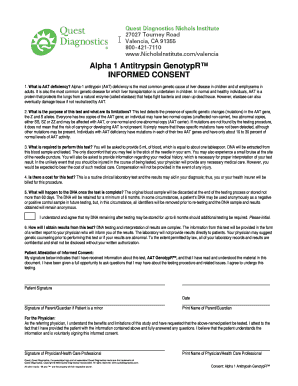 Alpha 1 Antitrypsin GenotypR Informed Consent