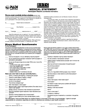 Scuba Diving Medical Statement