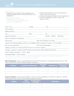 College Scholarship Application