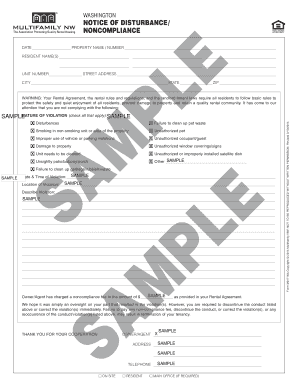 Washington Notice of Disturbance/Noncompliance