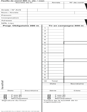 Feuille de stand 300 m