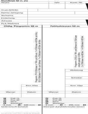 Standblatt 50 m