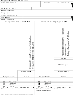 Foglio di stand 50 m