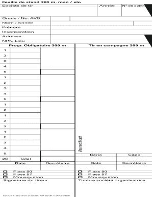 Feuille de stand 300 m