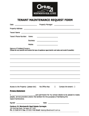 Tenant Maintenance Request Form