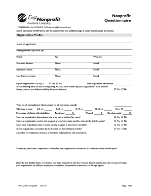 Nonprofit Insurance Questionnaire