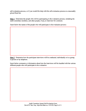 Audit committee annual self-evaluation form - David W Tate