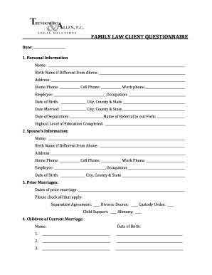 Family Law Client Questionnaire