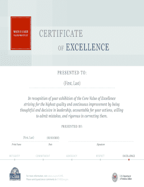 Certificate of Excellence