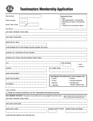 Membership form - Club Toastmasters - toastmasters org