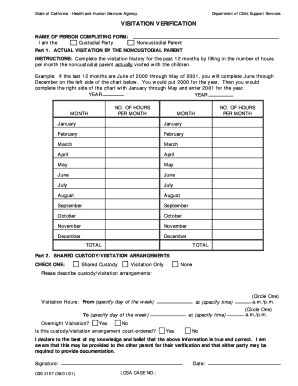 California Visitation Verification Form