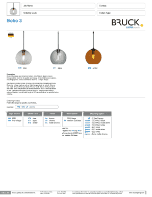 Bruck Artisan Glass Fixture Order Form