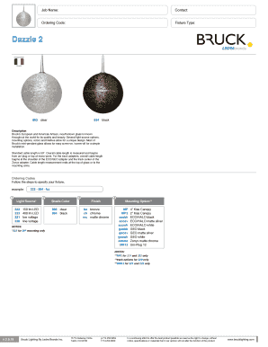 Bruck Lighting Fixture Order Form