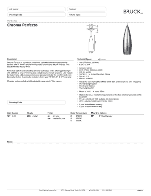 Chroma Perfecto Pendant Light Order Form