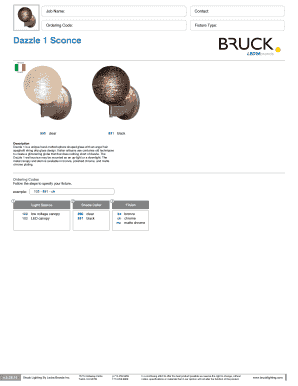 Dazzle 1 Sconce Order Form