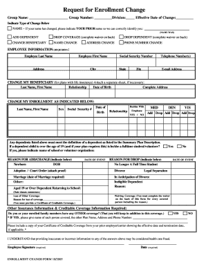 Employee Health Coverage Enrollment Change Form