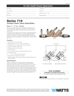 Series 719 Double Check Valve Assembly Form