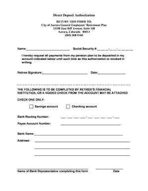 Direct Deposit Authorization Form