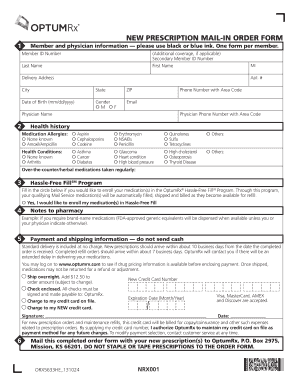 New Prescription Mail-In Order Form