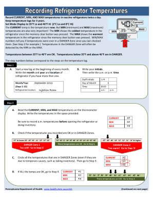 Vaccine Refrigerator Temperature Log