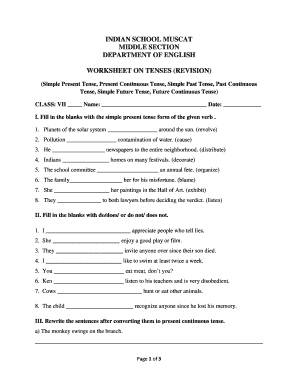 tenses worksheet for class 7 with answers pdf fill online printable fillable blank pdffiller