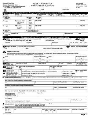 Standard Form 85P Questionnaire for Public Trust Positions