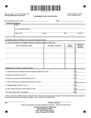 Georgia Consumer Use Tax Return