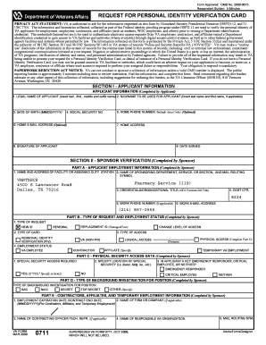 VA Form 0711 Request for Personal Identity Verification Card