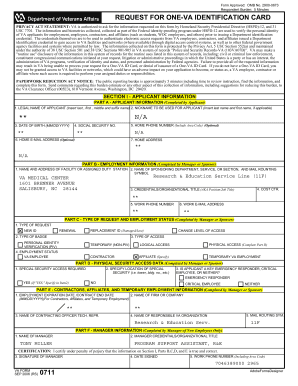 VA Form 0711 Request for One-VA Identification Card