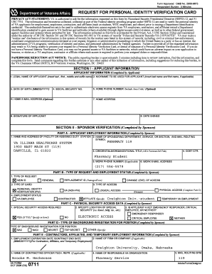 VA Form 0711 Request for Personal Identity Verification Card