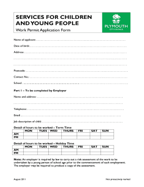 UK Child Work Permit Application Form