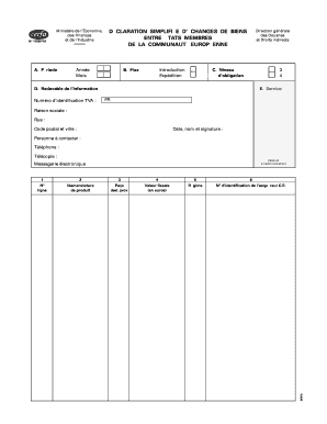 DÉCLARATION SIMPLIFIÉE D’ÉCHANGES DE BIENS