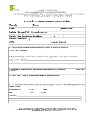 Avaliação do Estágio por Parte do Estagiário