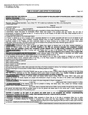 Wisconsin Vacant Land Offer to Purchase