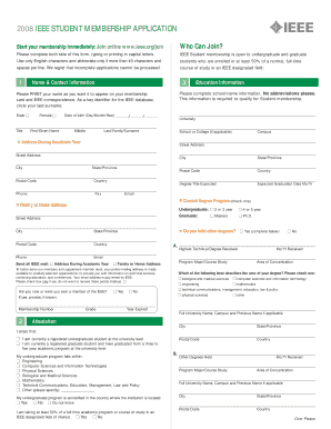 2008 IEEE Student Membership Application
