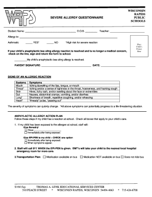 Wisconsin Severe Allergy Questionnaire