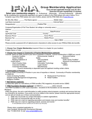 IFMA Group Membership Application