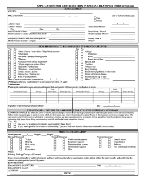 Special Olympics Ohio Participation Application