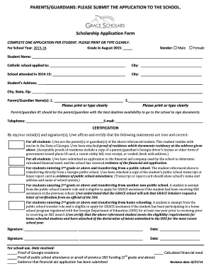 GRACE Scholars Scholarship Application