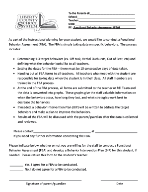 Functional Behavior Assessment Consent Form