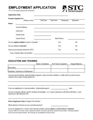 STC Employment Application Form