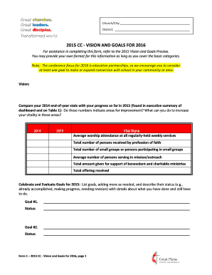 2015 Vision and Goals for 2016 Form