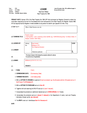 New South Wales Lease Agreement Template