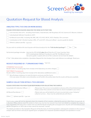 Quotation Request for Blood Analysis