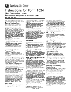 IRS Form 1024 Instructions