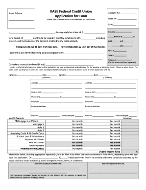 Federal Credit Union Loan Application