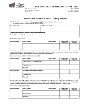Certificate of Insurance - County of Grey