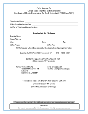 USDA APHIS Form 7001 Request