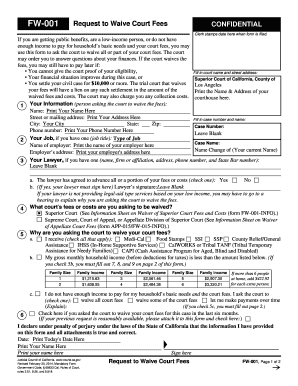 Request to Waive Court Fees